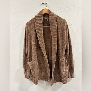 Orvis Taupe Ribbed Chenille Cardigan Sweater
